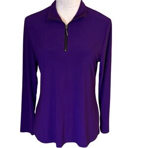 Elegant Purple Long Sleeve Quarter-Zip Top